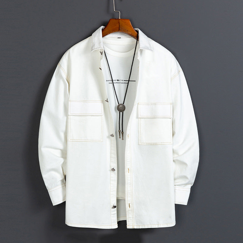 Miesten uusi muotipuuvillainen pitkähihainen paita