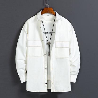 Miesten uusi muotipuuvillainen pitkähihainen paita