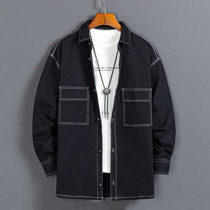 Miesten uusi muotipuuvillainen pitkähihainen paita