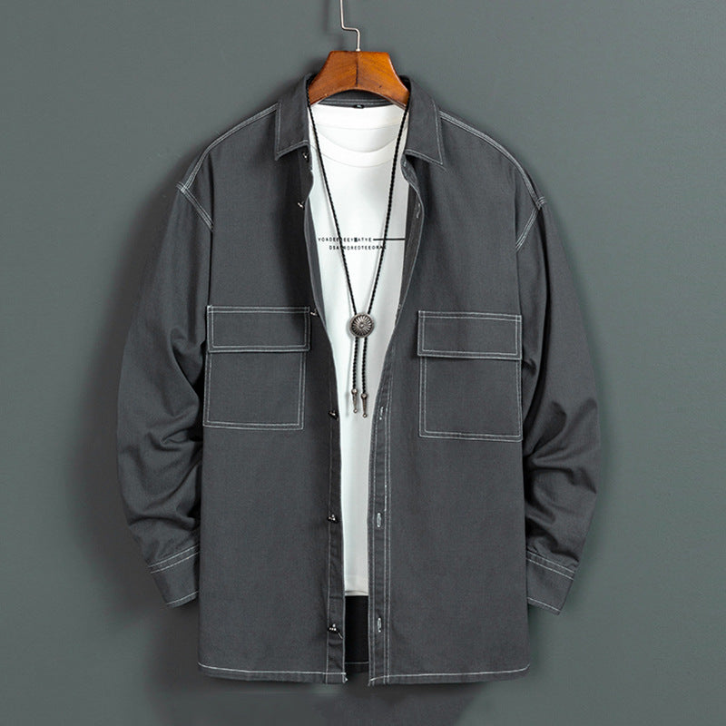 Miesten uusi muotipuuvillainen pitkähihainen paita