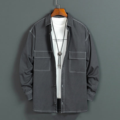 Miesten uusi muotipuuvillainen pitkähihainen paita