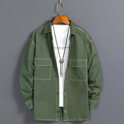 Miesten uusi muotipuuvillainen pitkähihainen paita