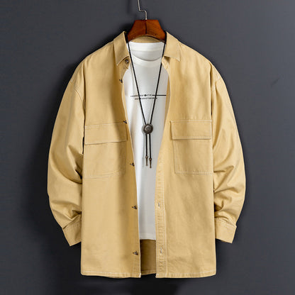 Miesten uusi muotipuuvillainen pitkähihainen paita