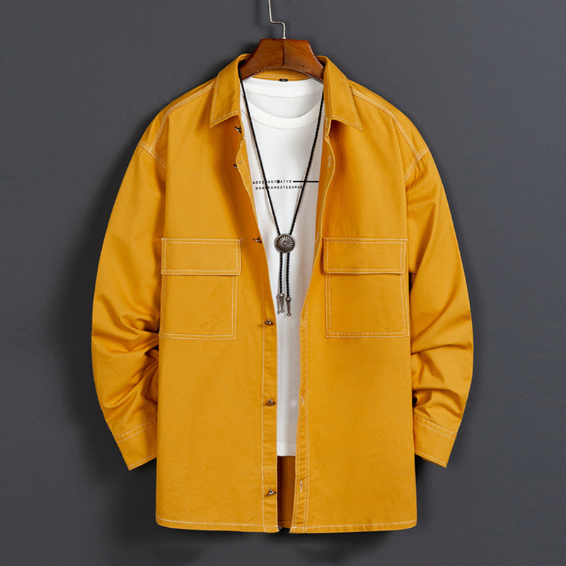 Miesten uusi muotipuuvillainen pitkähihainen paita