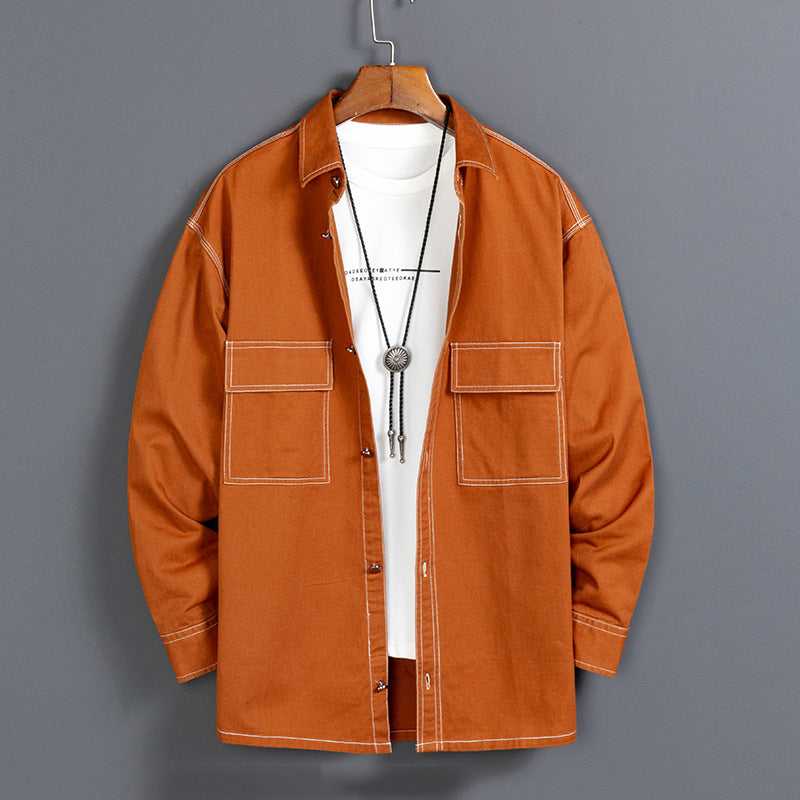 Miesten uusi muotipuuvillainen pitkähihainen paita