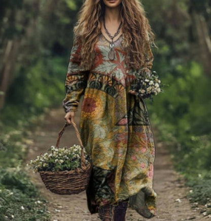 Premium V-ringattu painettu mekko