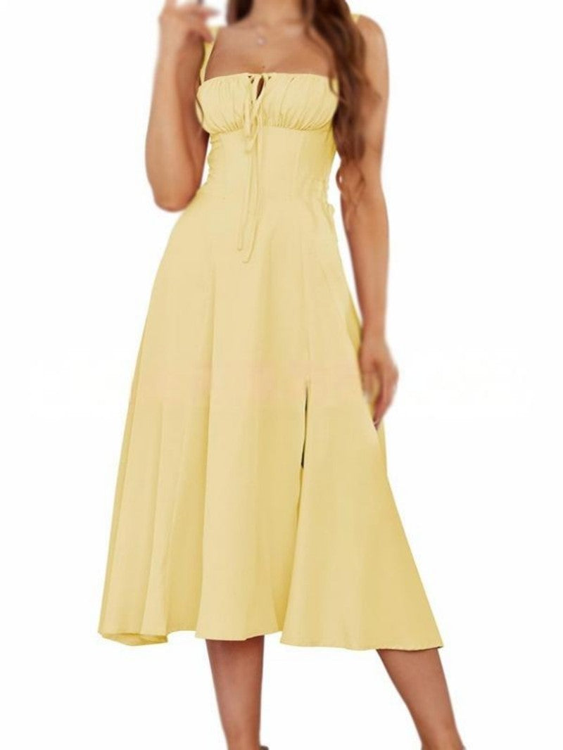 Yksivärinen olkainpitsimekko