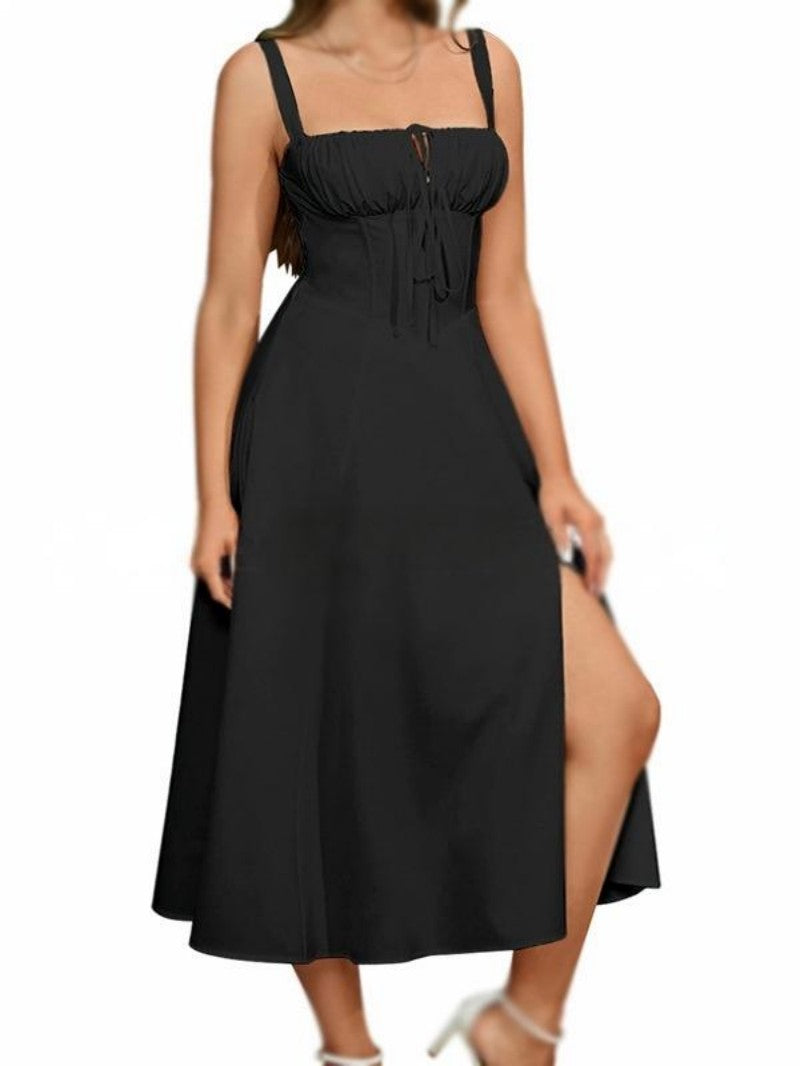 Yksivärinen olkainpitsimekko