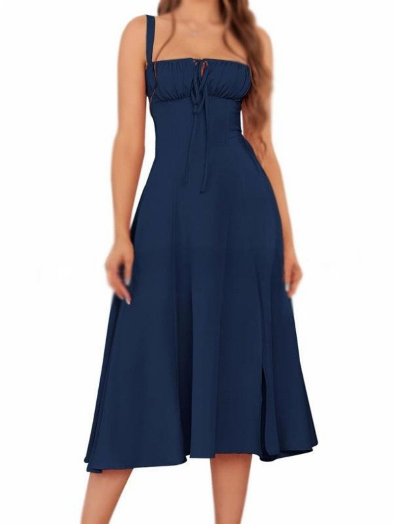 Yksivärinen olkainpitsimekko