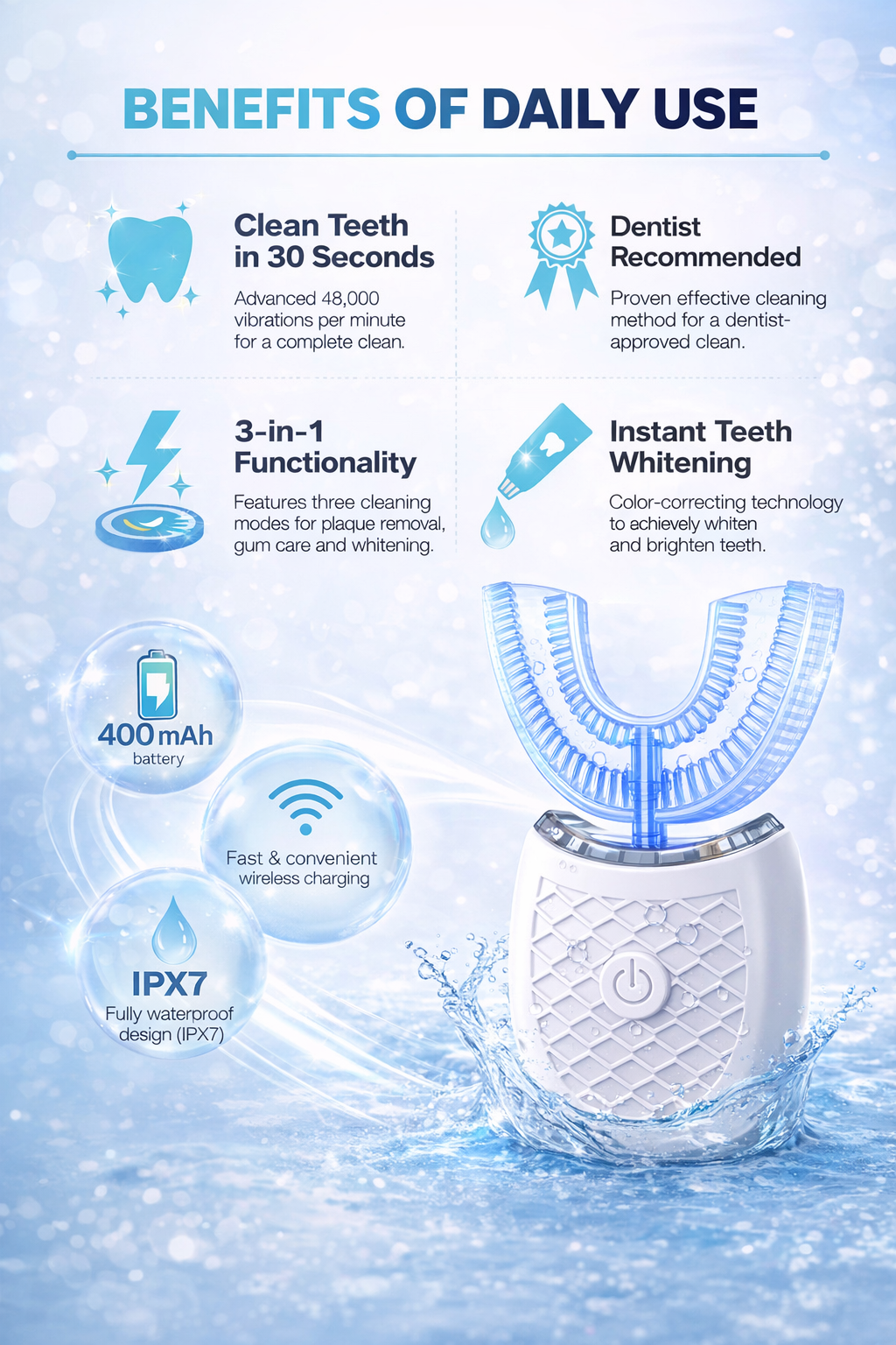U-muotoinen sähköhammasharja